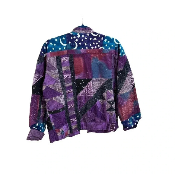 Women's Purple & Blue Long Sleeve Open Front Multi Pattern Jacket One Size - Picture 2 of 7
